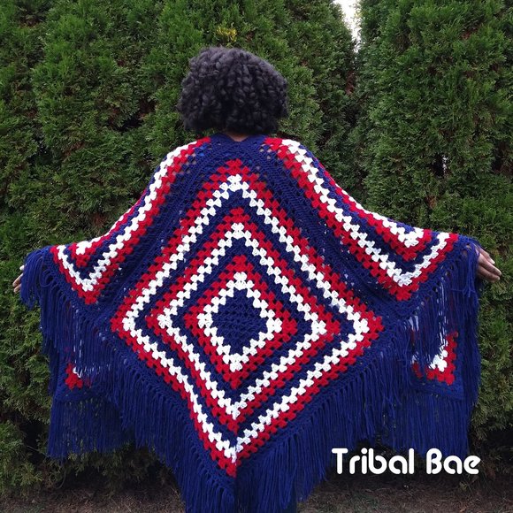 Tribal Bae Sweaters - Tribal Bae Granny Square Crochet Ruana